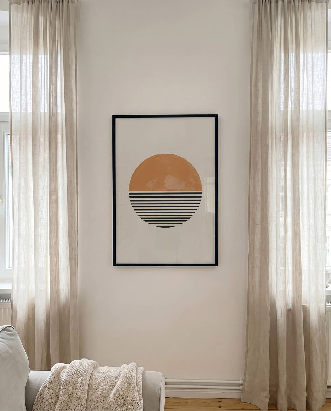 Abstrakte Sonnenkunst Poster – Sun Stripe Horizon