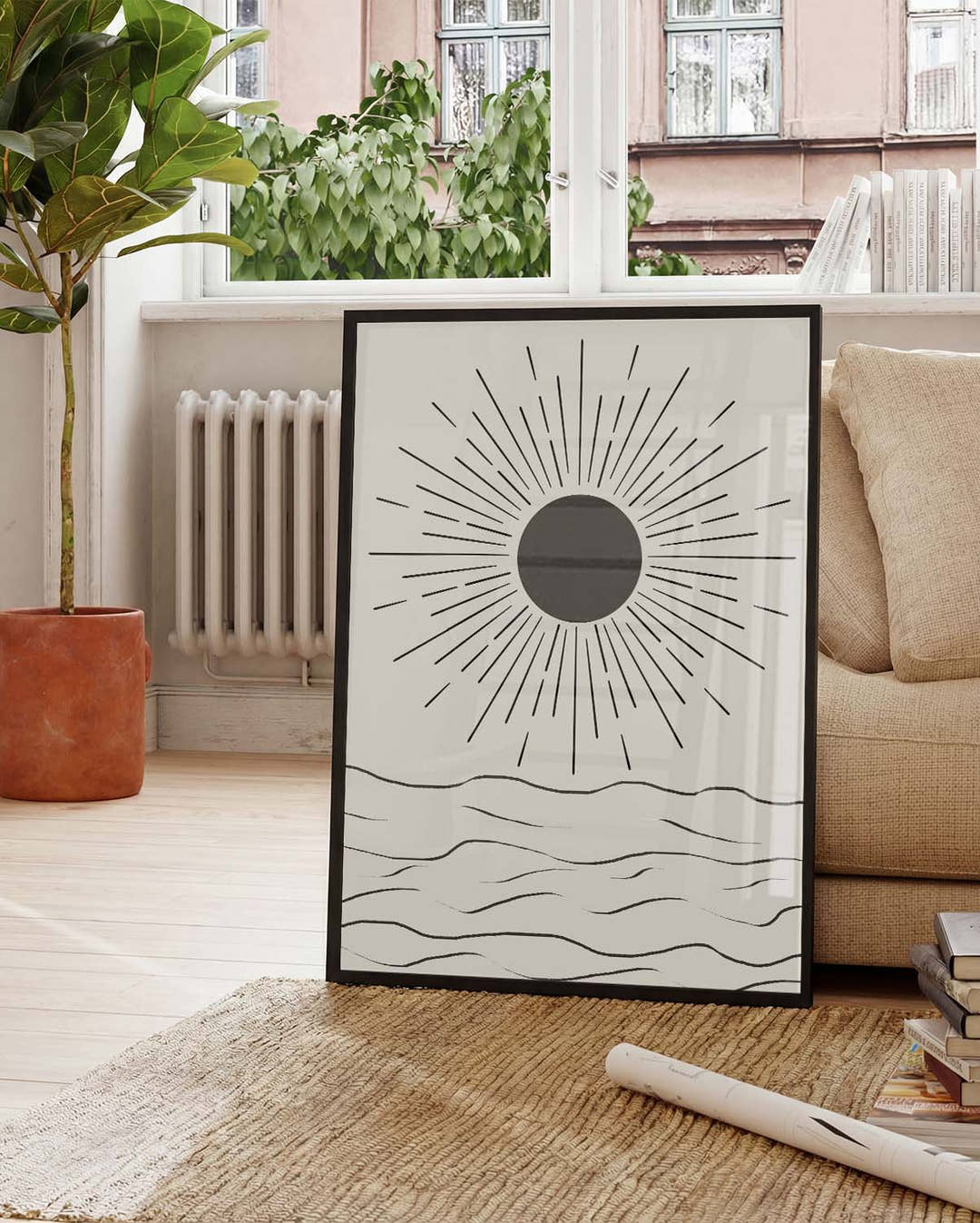 Sonnenaufgang Linien Poster – Sunrise Line Art