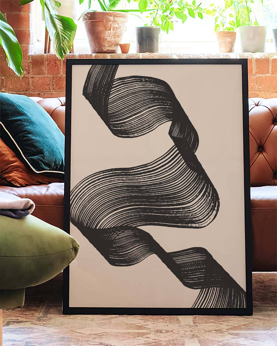 Abstraktes Linien Poster modern – Tanzende Bandform