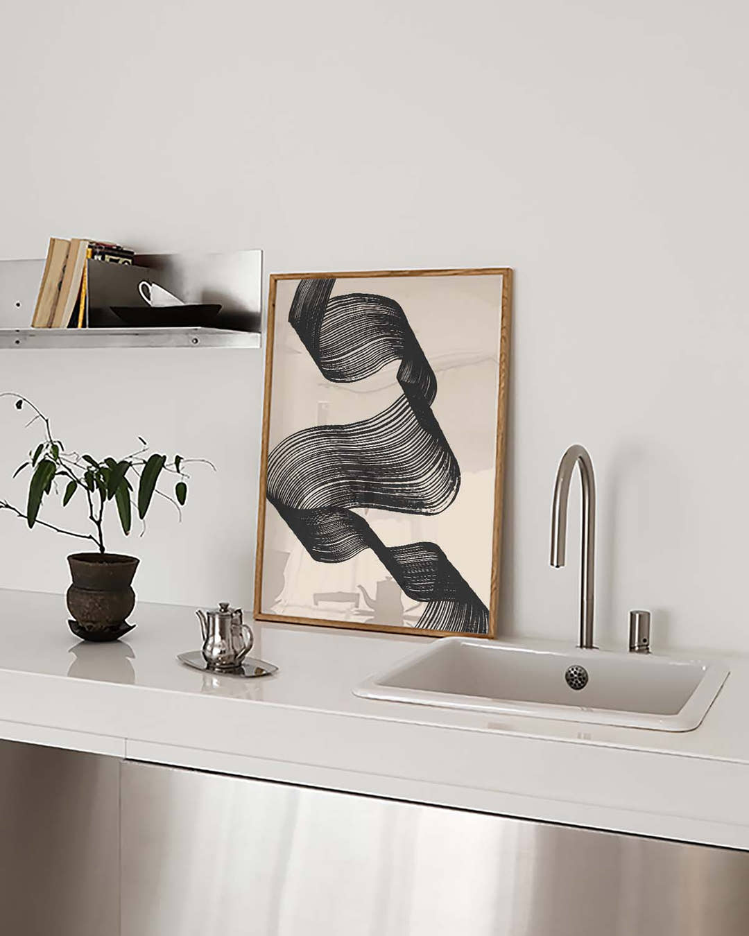 Abstraktes Linien Poster modern – Tanzende Bandform