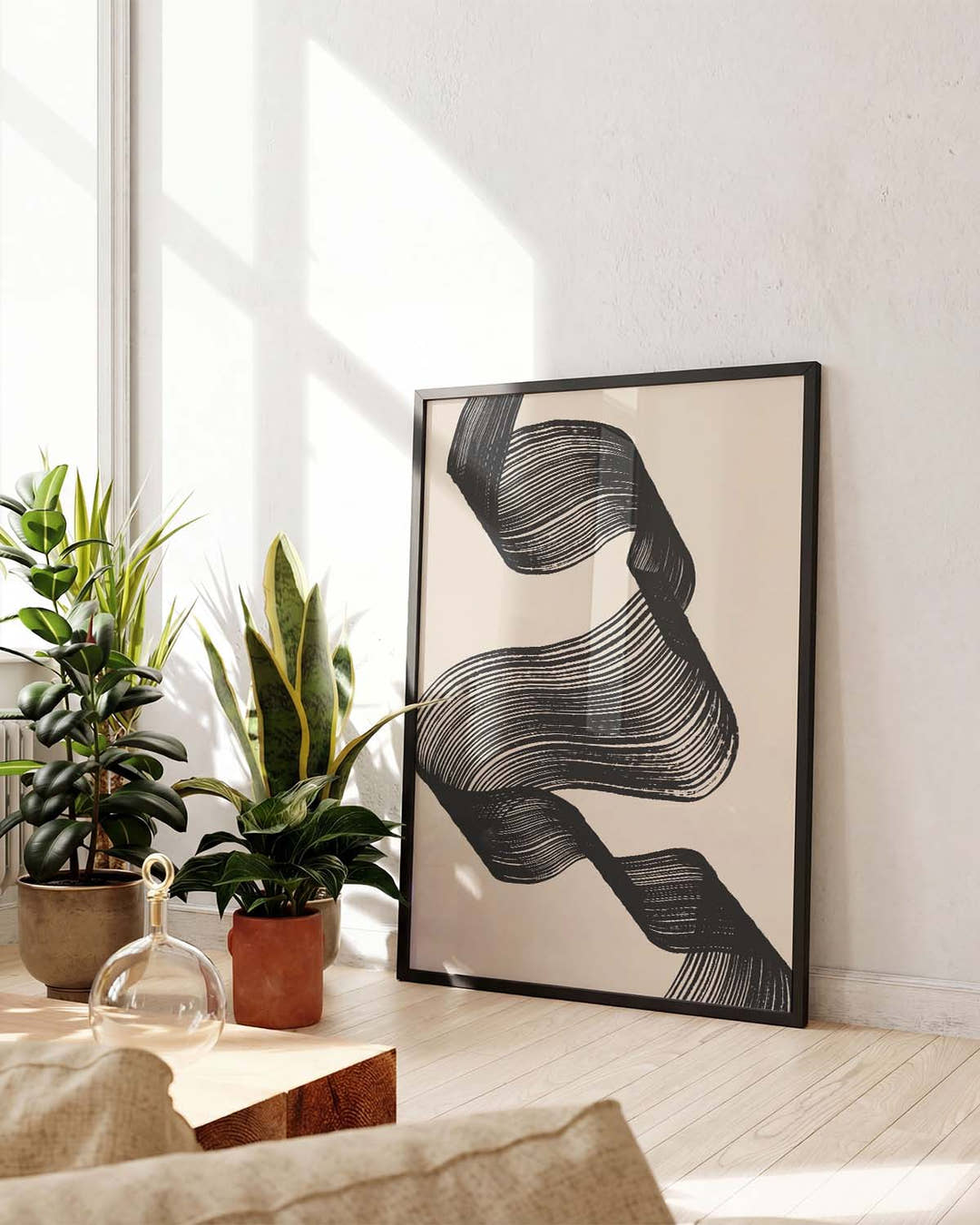 Abstraktes Linien Poster modern – Tanzende Bandform