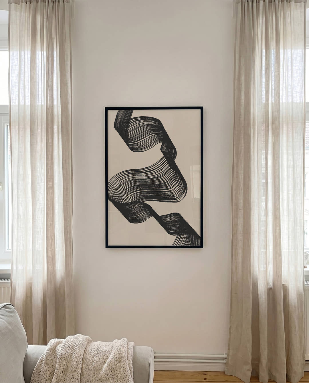 Abstraktes Linien Poster modern – Tanzende Bandform