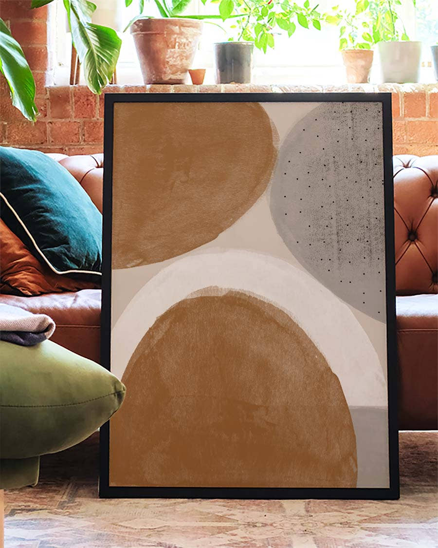 Terracotta Abstract Composition Poster – Erdige Formkunst