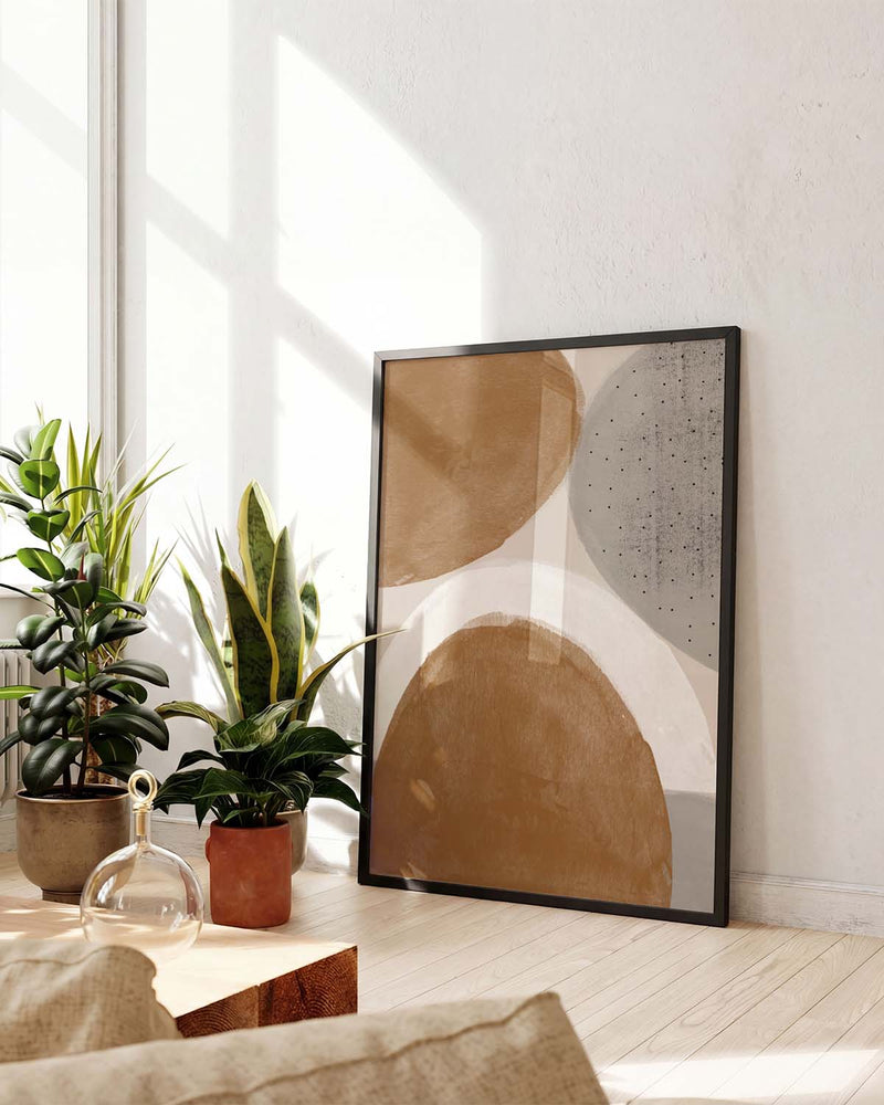 Terracotta Abstract Composition Poster – Erdige Formkunst