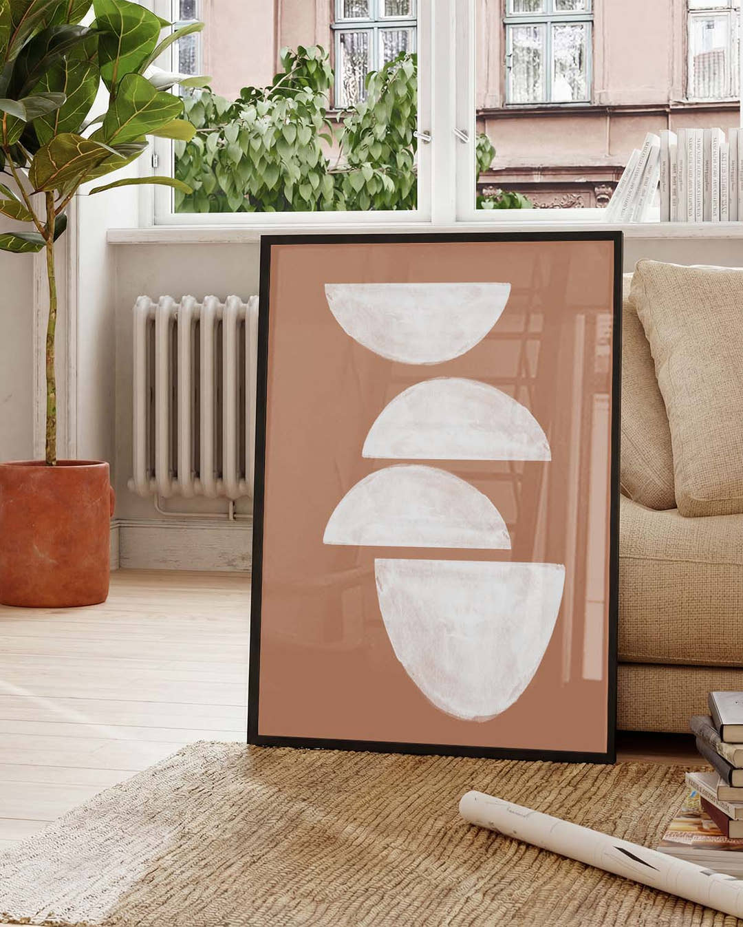 Terracotta Mond Poster modern – Terracotta Half Moon Stack