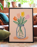 Blumen Illustration Poster – Tulips In Glass Vase