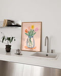 Blumen Illustration Poster – Tulips In Glass Vase