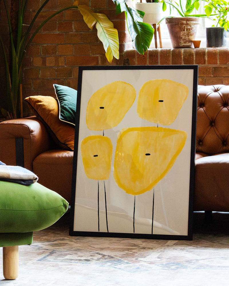 Yellow Minimal Flowers Poster – Gelbe Minimalistische Blüten