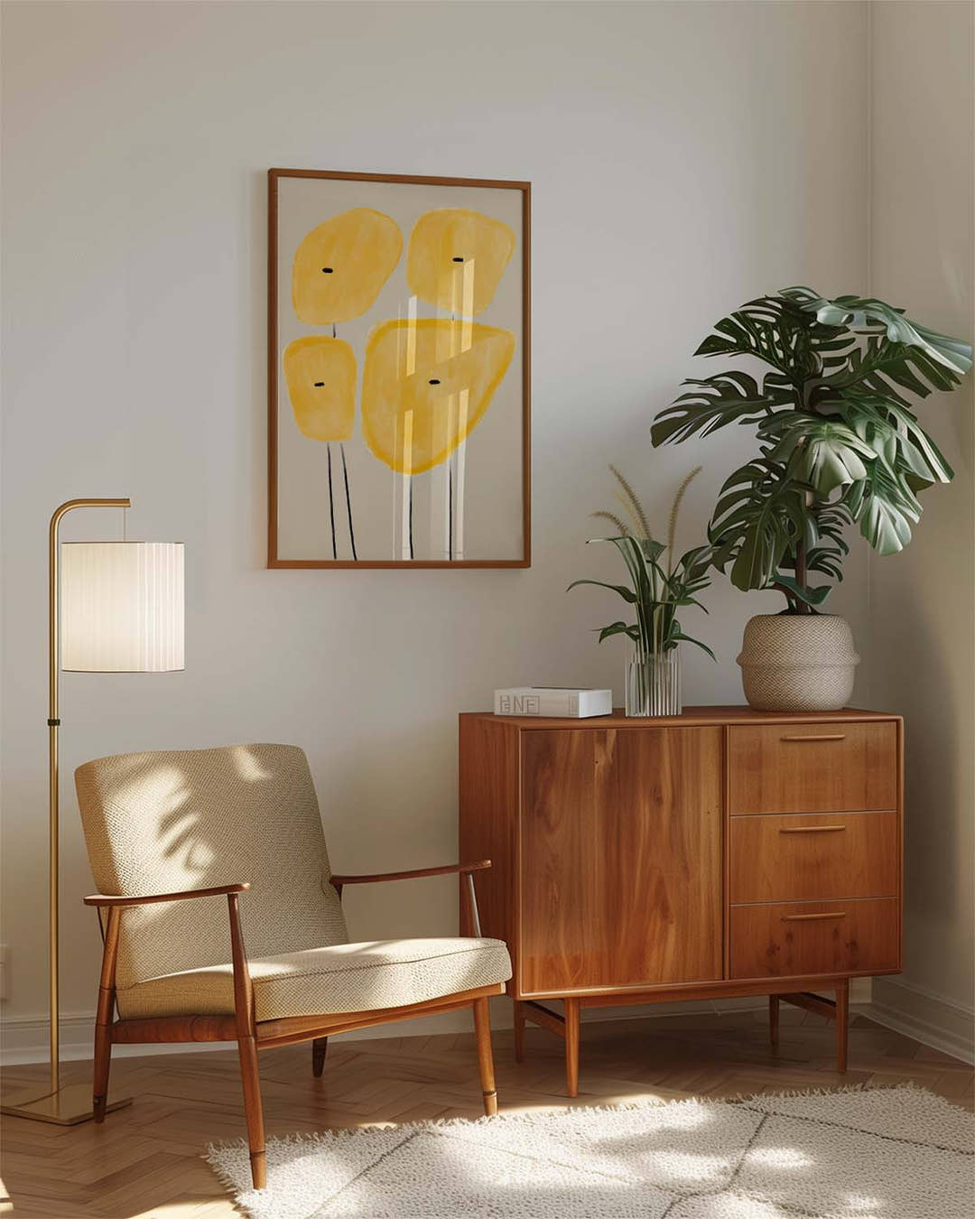 Yellow Minimal Flowers Poster – Gelbe Minimalistische Blüten