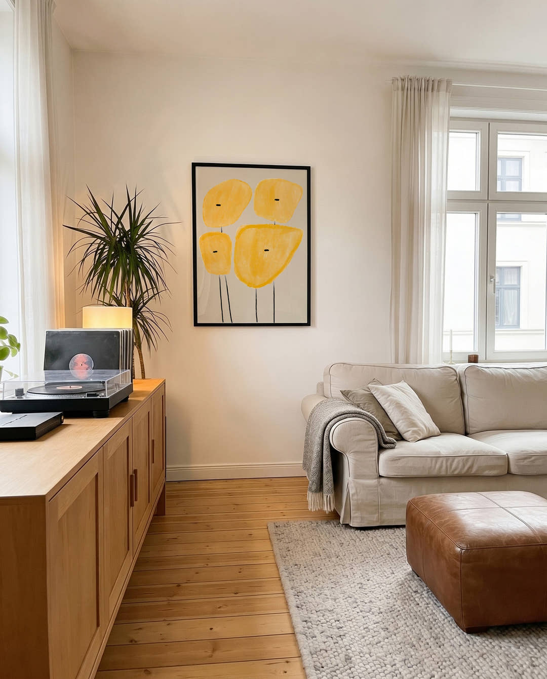 Yellow Minimal Flowers Poster – Gelbe Minimalistische Blüten