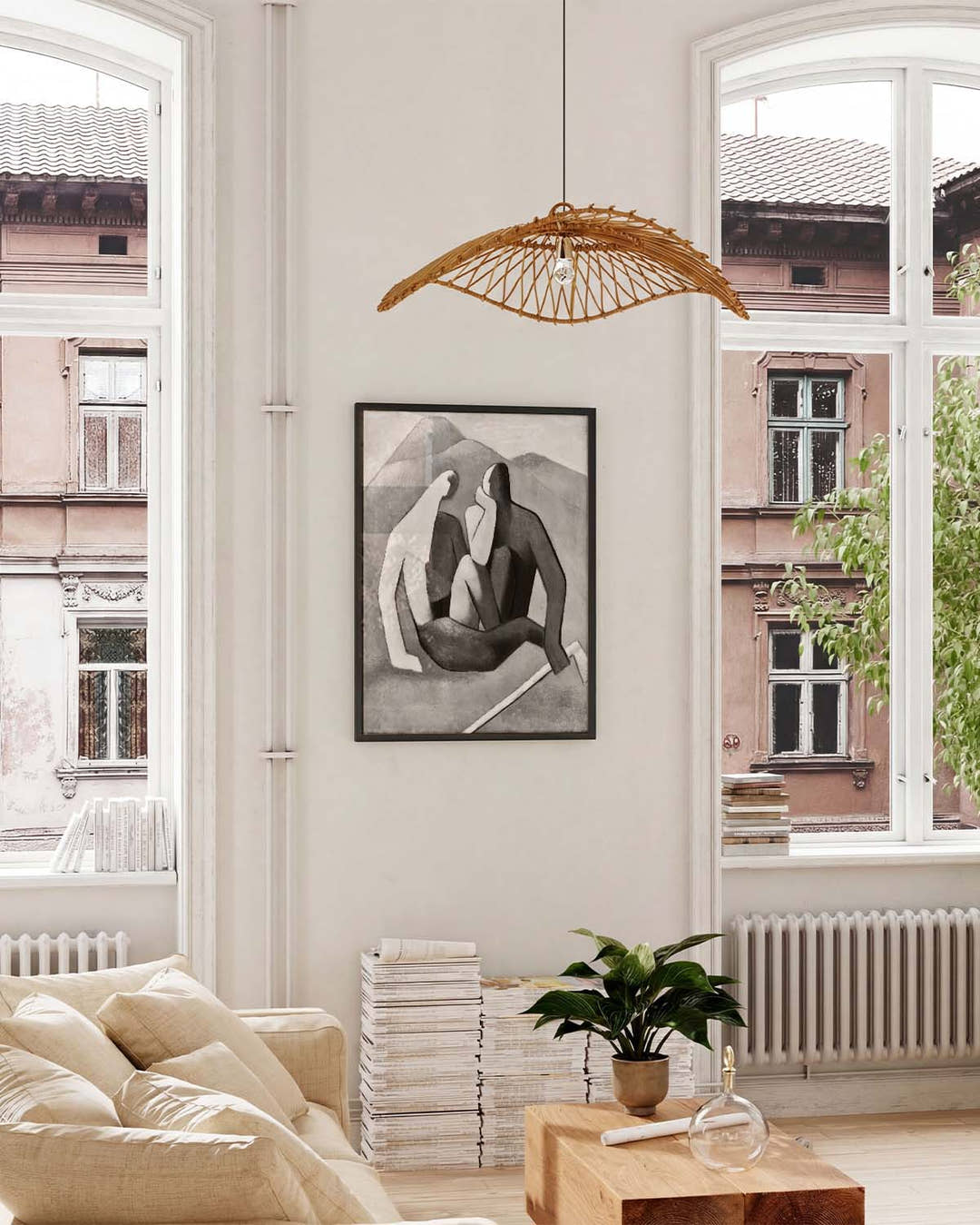 Minimalistisches Figuren Poster Schwarz Weiß – Abstract Pose