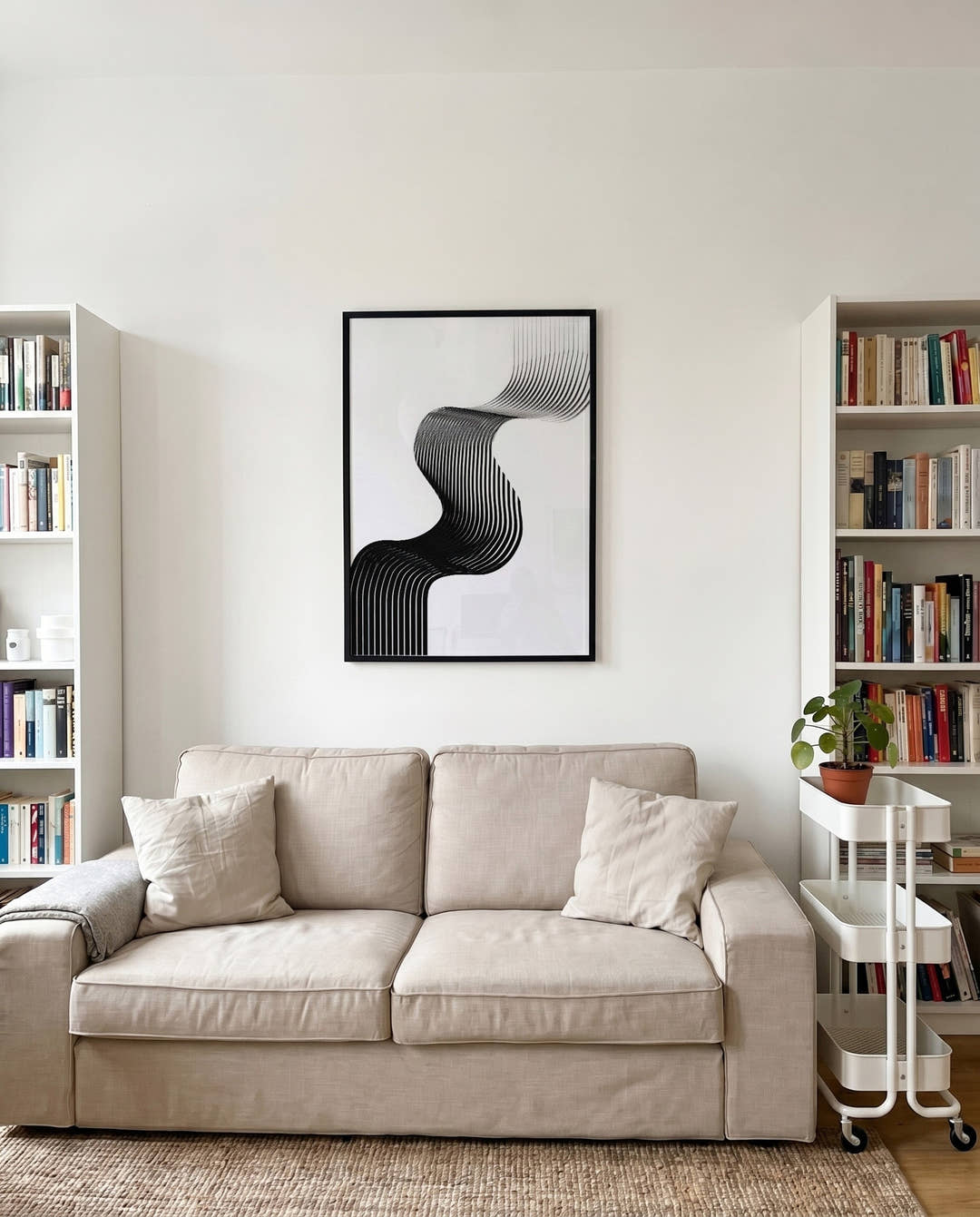 Modernes Schwarz Weiß Linienposter – Black Contour
