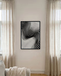 Modernes Schwarz Weiß Wellen Poster – Black Resonance