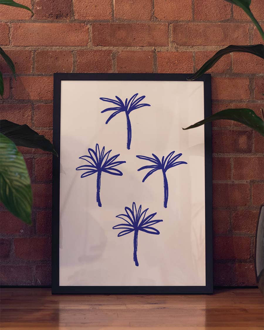 Minimalistisches Pflanzen Poster Blau – Blue Branches