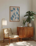 Minimalistisches Blatt Poster Blau – Blue Leaves