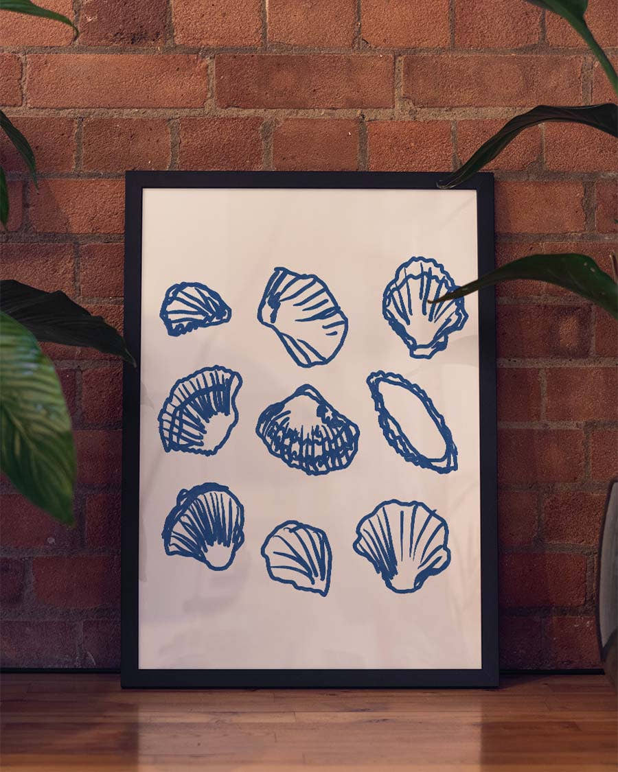 Muschel Muster Poster modern – Blue Shells