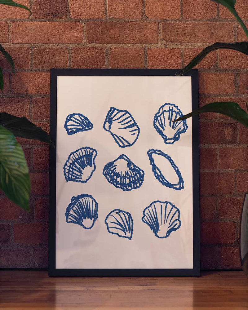 Muschel Muster Poster modern – Blue Shells