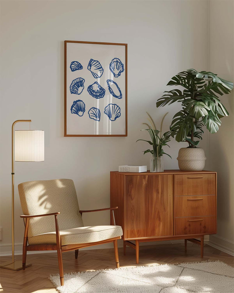 Muschel Muster Poster modern – Blue Shells
