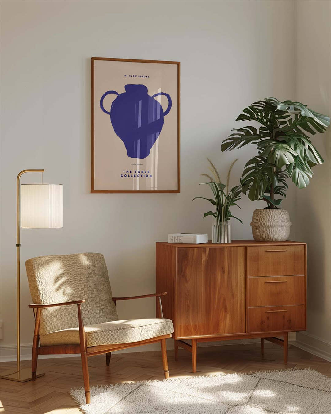 Minimalistisches Keramik Poster Blau – Blue Vase