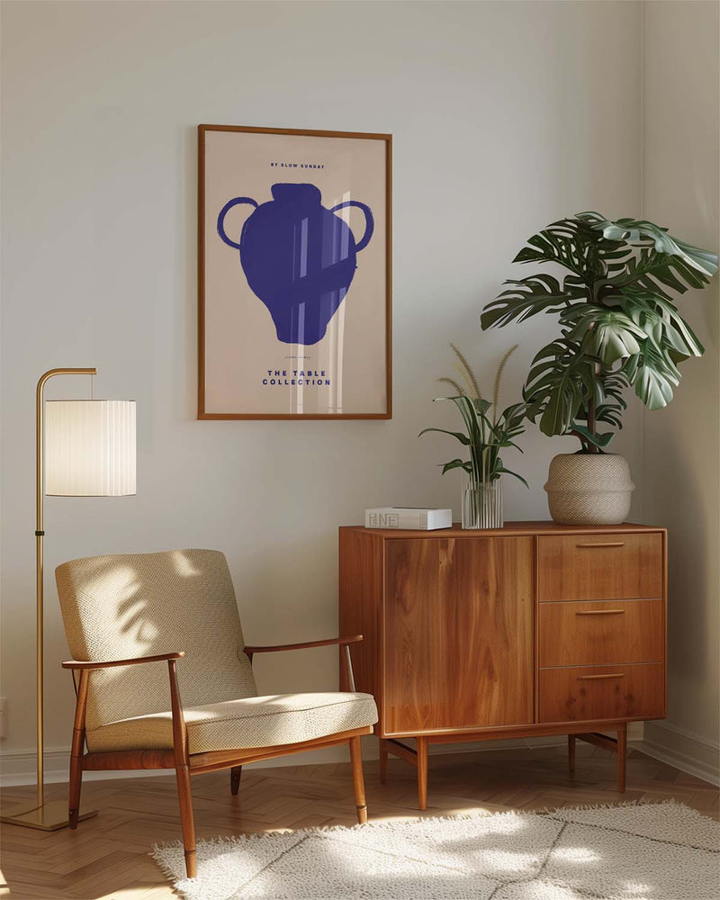 Minimalistisches Keramik Poster Blau – Blue Vase