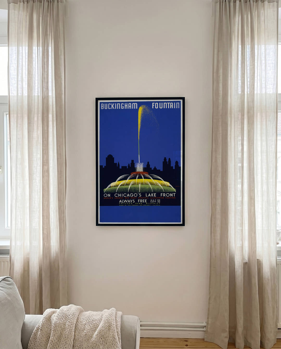 Vintage Chicago Poster – Buckingham Fountain Lakefront