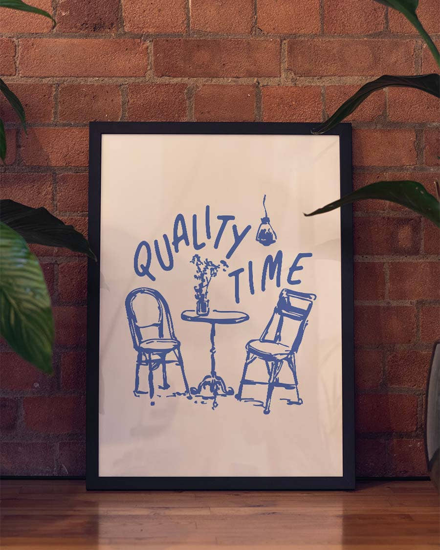 Modernes Typografie Poster Blau – Casual Gathering