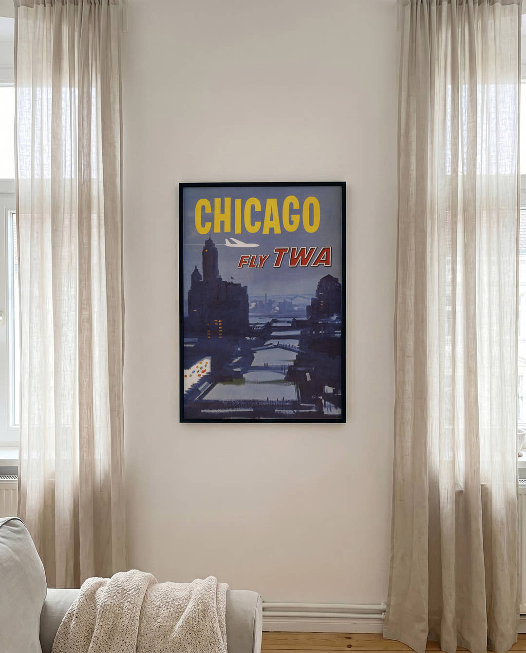 Vintage Chicago Skyline Flugreise Poster – Chicago Fly TWA