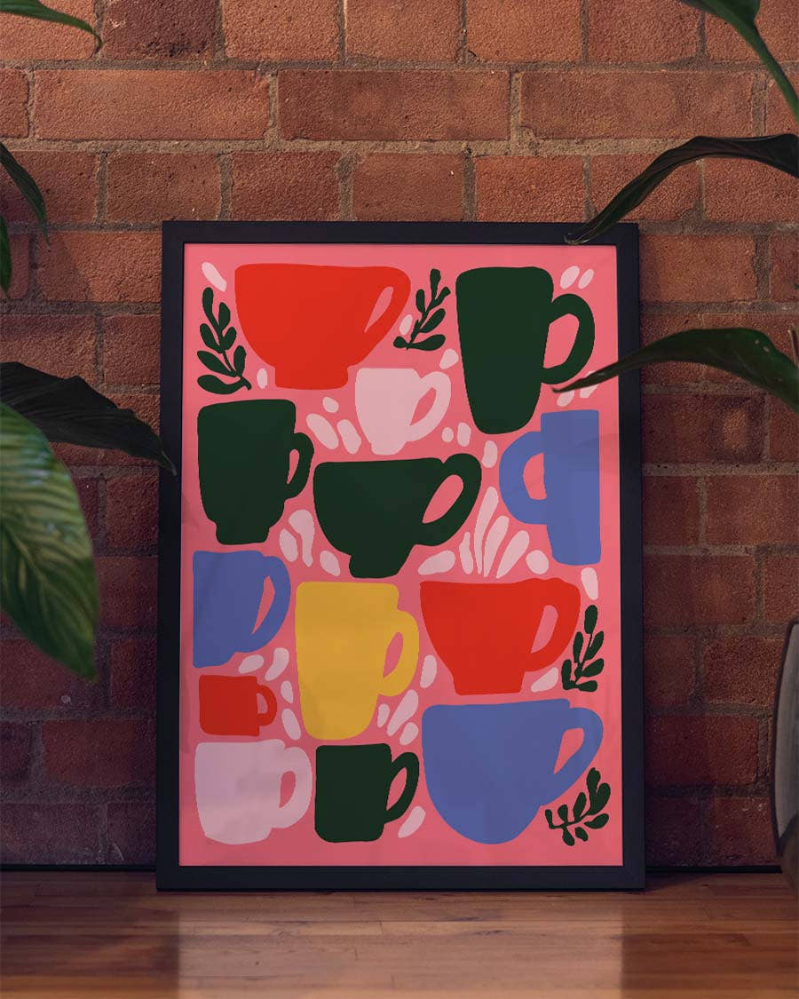 Modernes Kaffee Muster Poster – Coffee Break