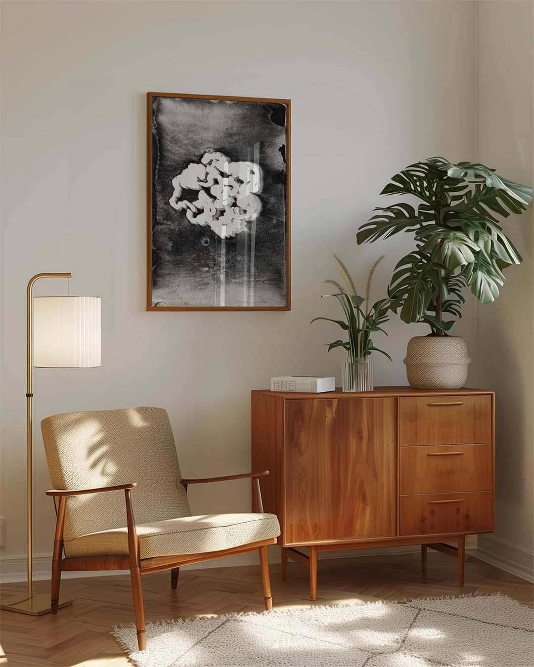 Künstlerisches Schwarz Weiß Blumenposter – Dark Flower