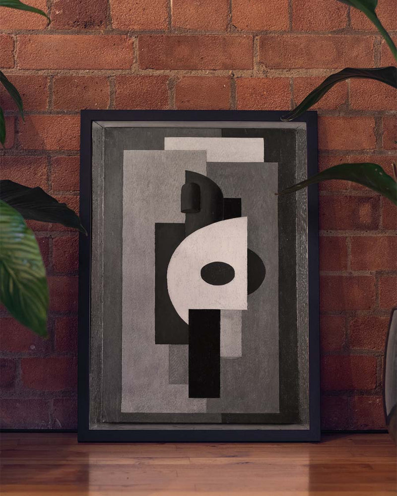 Geometrisches Schwarz Weiß Poster – Dark Symmetry