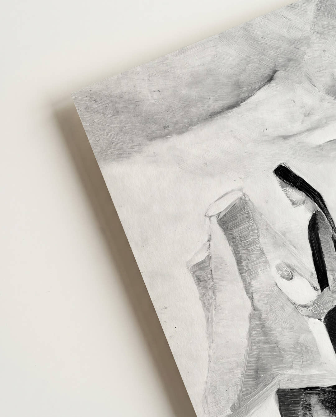 Abstraktes Schwarz Weiß Kunstposter – Fragmented Form