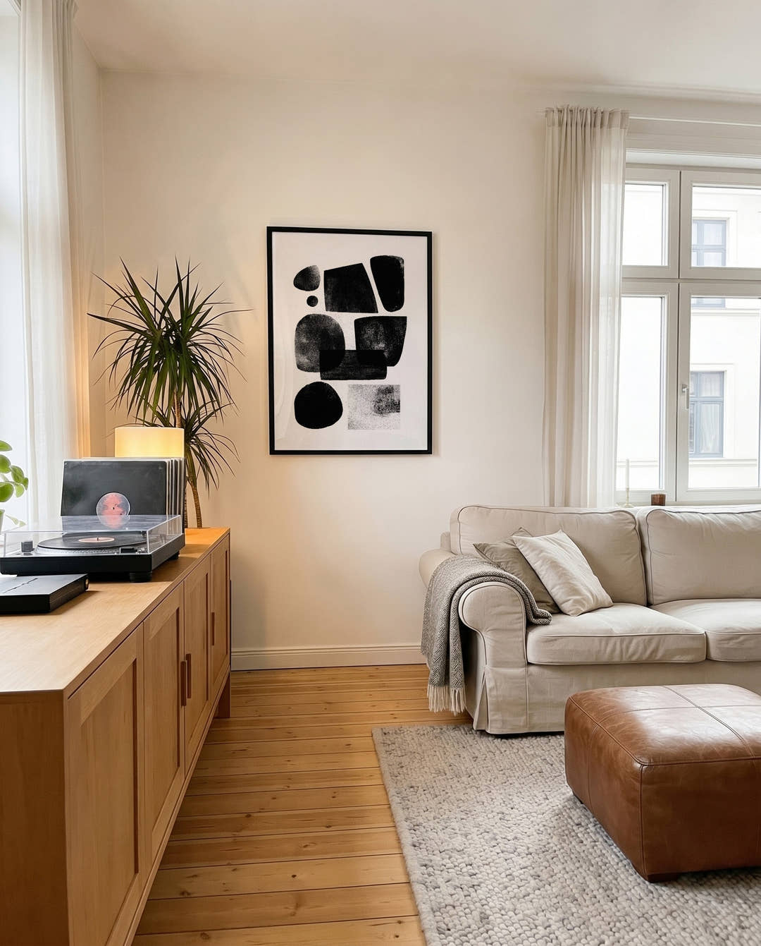 Modernes Schwarz Weiß Grafik Poster – Graphic Flow