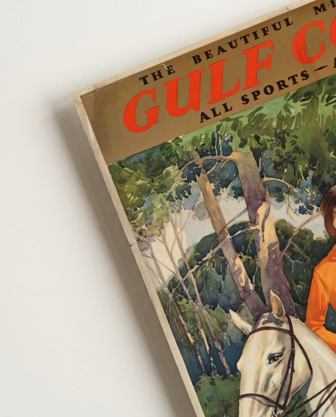 Vintage Mississippi Golfküste Poster mit Reitsport Motiv – Gulf Coast