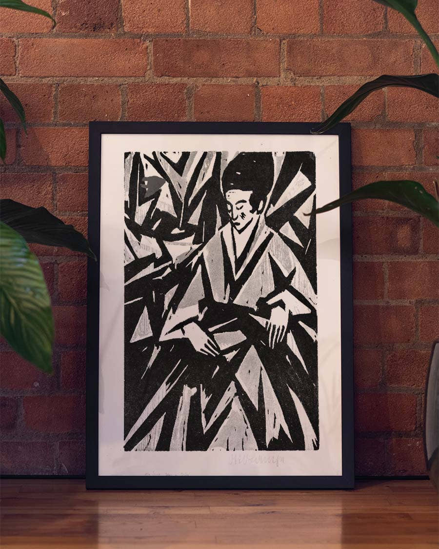 Schwarz Weiß Kunstposter abstrakt – Ink Foliage