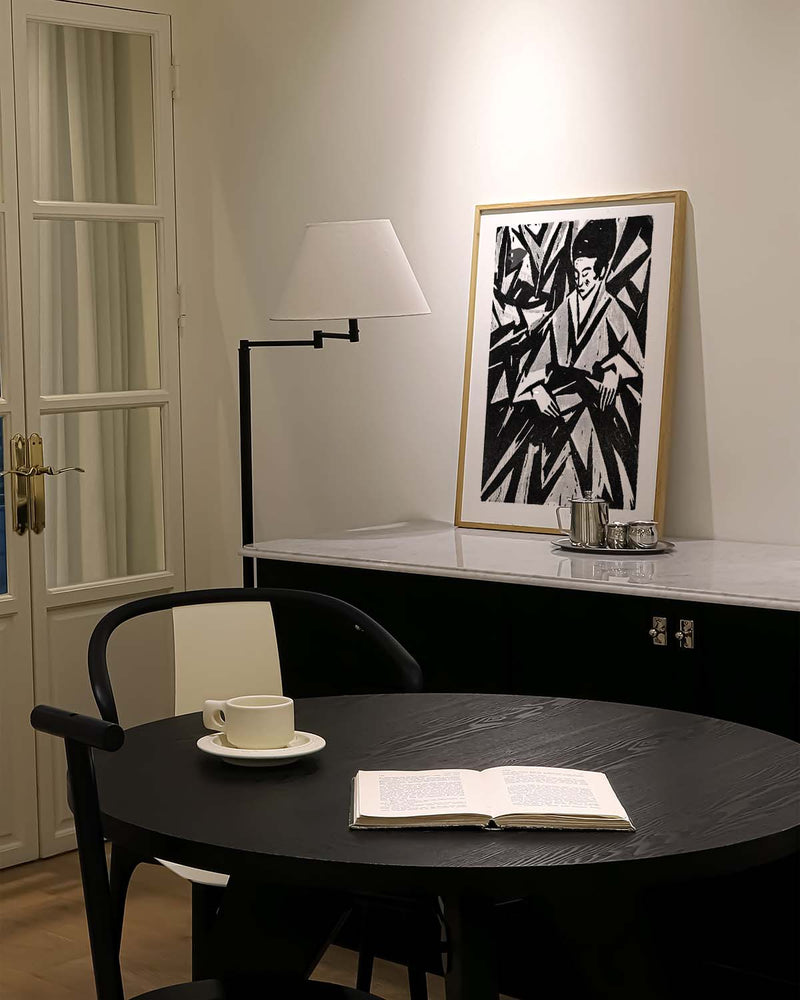Schwarz Weiß Kunstposter abstrakt – Ink Foliage