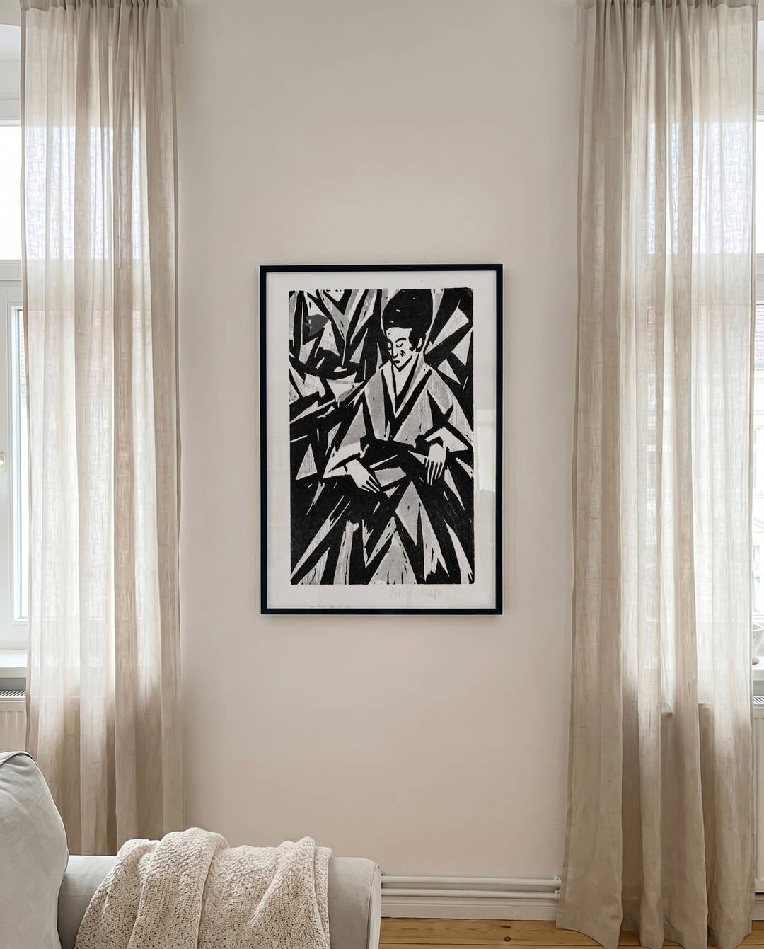 Schwarz Weiß Kunstposter abstrakt – Ink Foliage