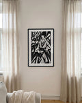 Schwarz Weiß Kunstposter abstrakt – Ink Foliage