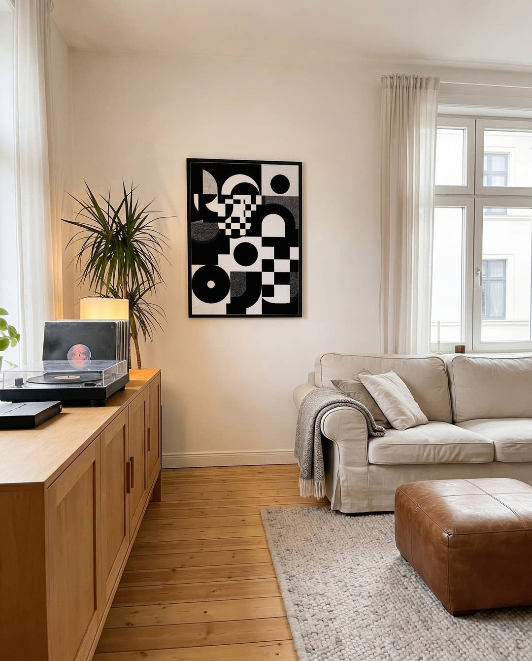 Abstraktes Schwarz Weiß Geometrie Poster – Inner Resolve