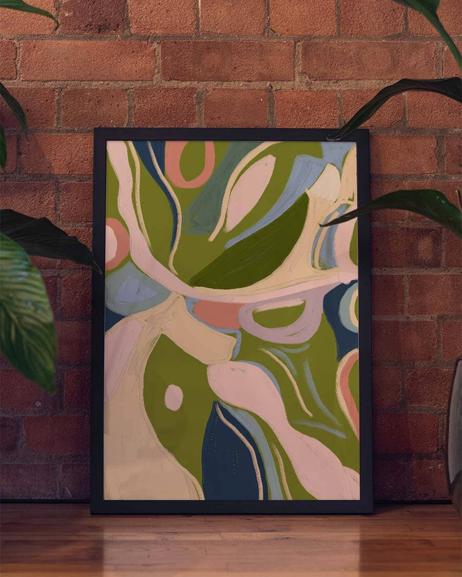 Abstraktes Pflanzen Poster modern – Leafy Flow