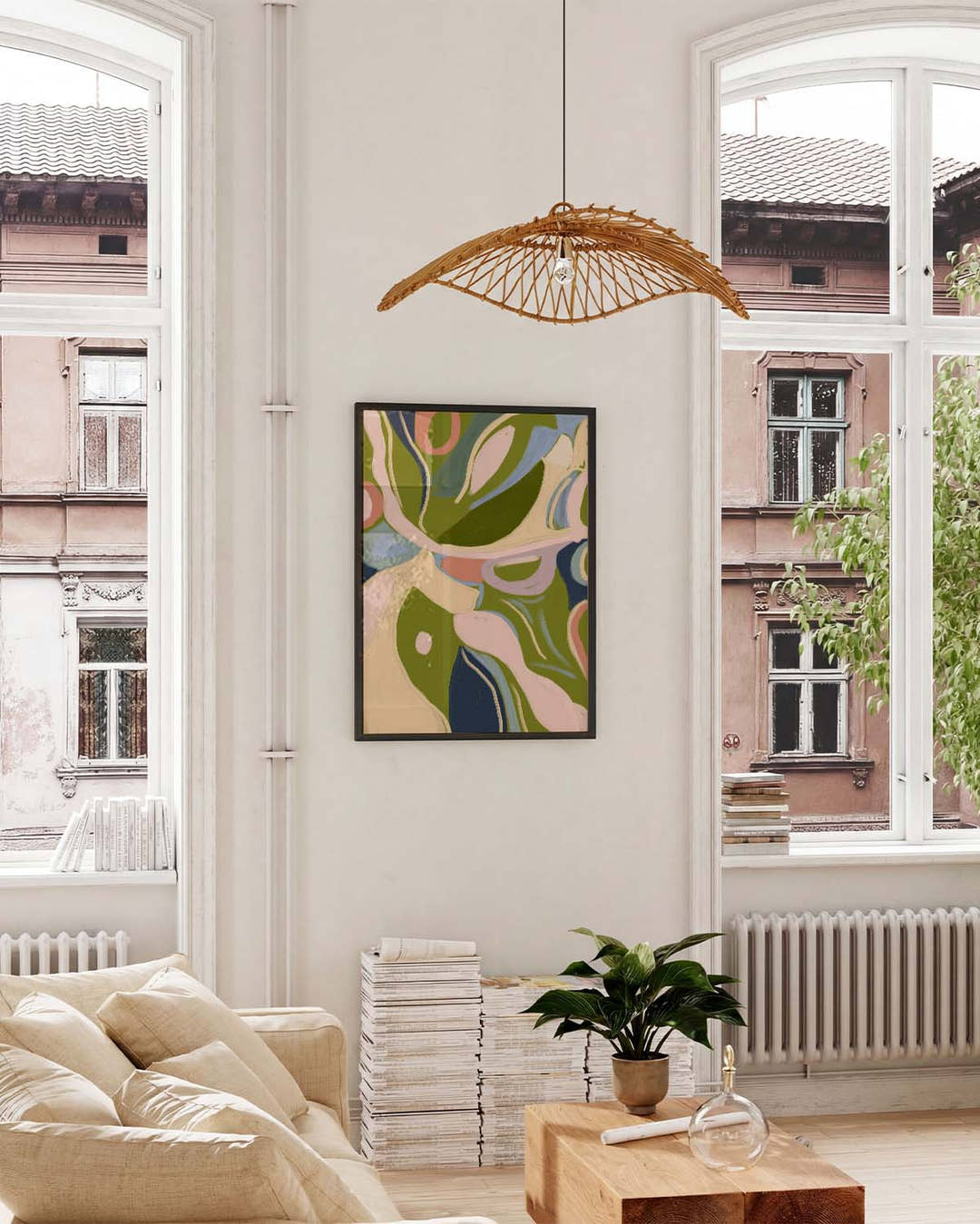 Abstraktes Pflanzen Poster modern – Leafy Flow