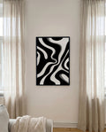 Minimalistisches Schwarz Weiß Wellen Poster – Minimal Instinct