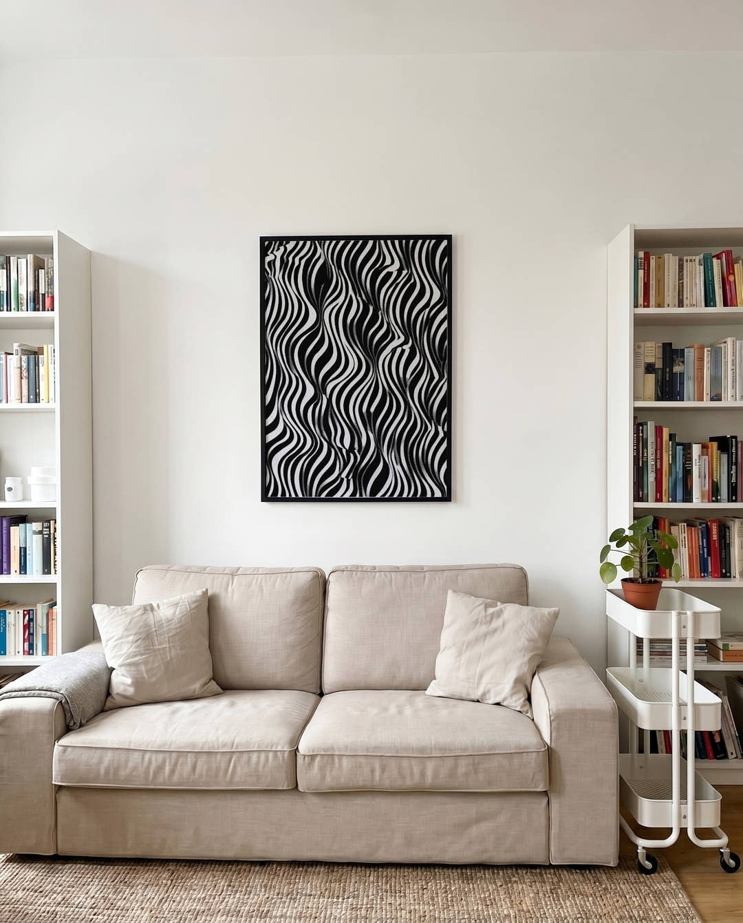 Abstraktes Schwarz Weiß Muster Poster – Minimal Wave