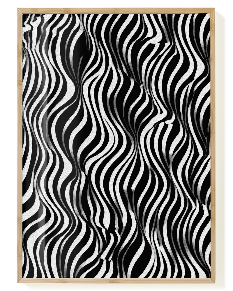 Abstraktes Schwarz Weiß Muster Poster – Minimal Wave