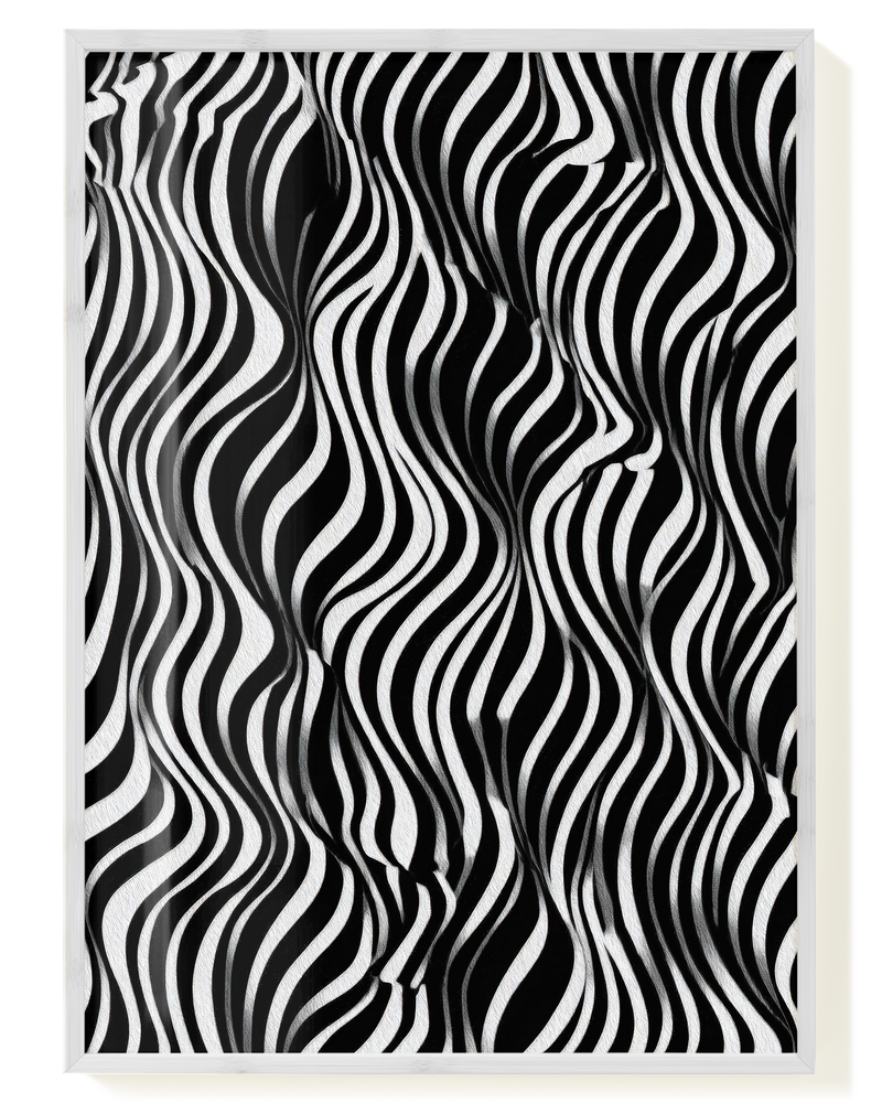 Abstraktes Schwarz Weiß Muster Poster – Minimal Wave