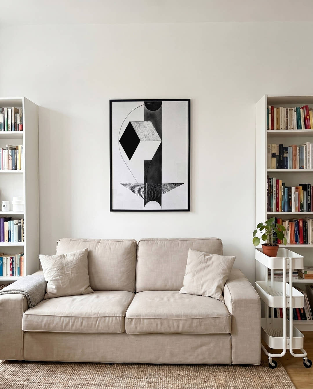 Geometrisches Schwarz Weiß Poster modern – Mono Axis