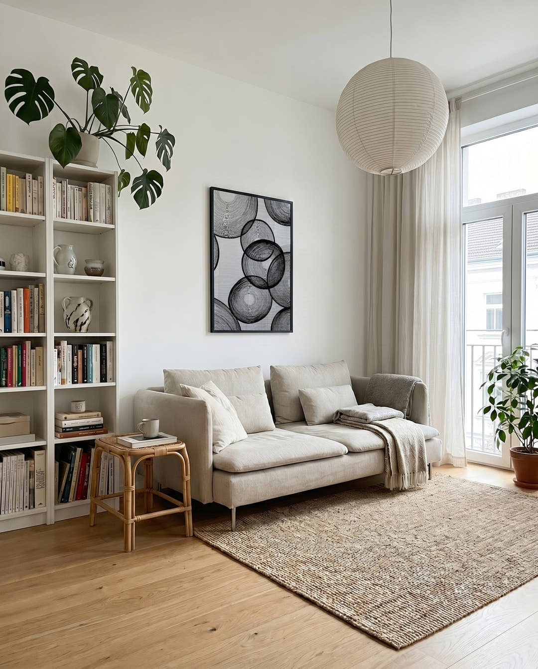 Modernes Schwarz Weiß Kreise Poster – Mono Continuum