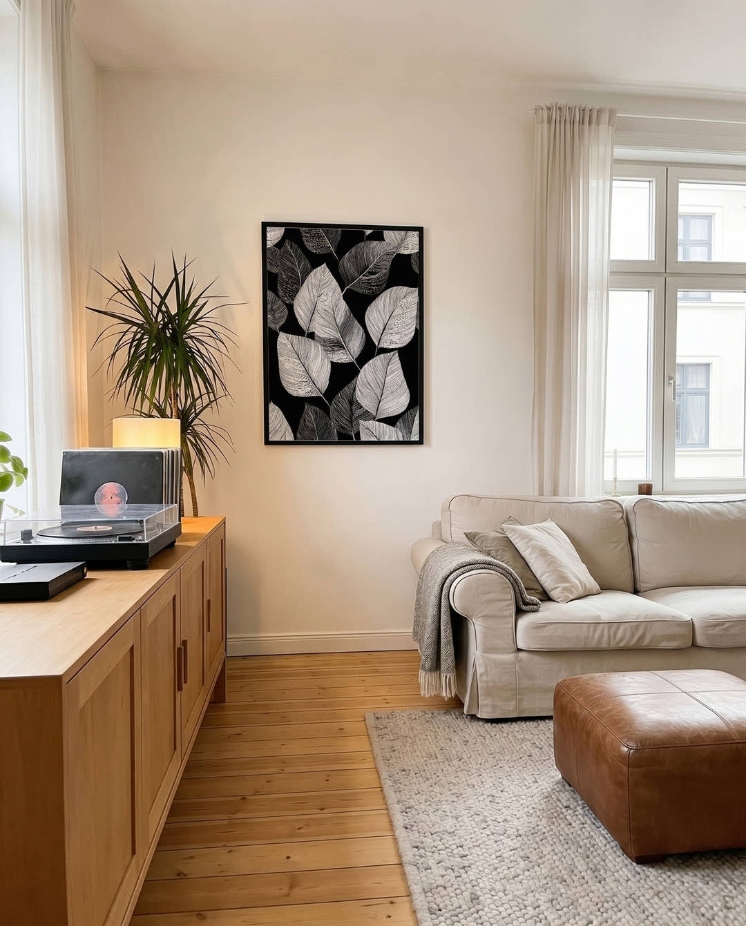 Botanisches Schwarz Weiß Poster modern – Mono Fieldline