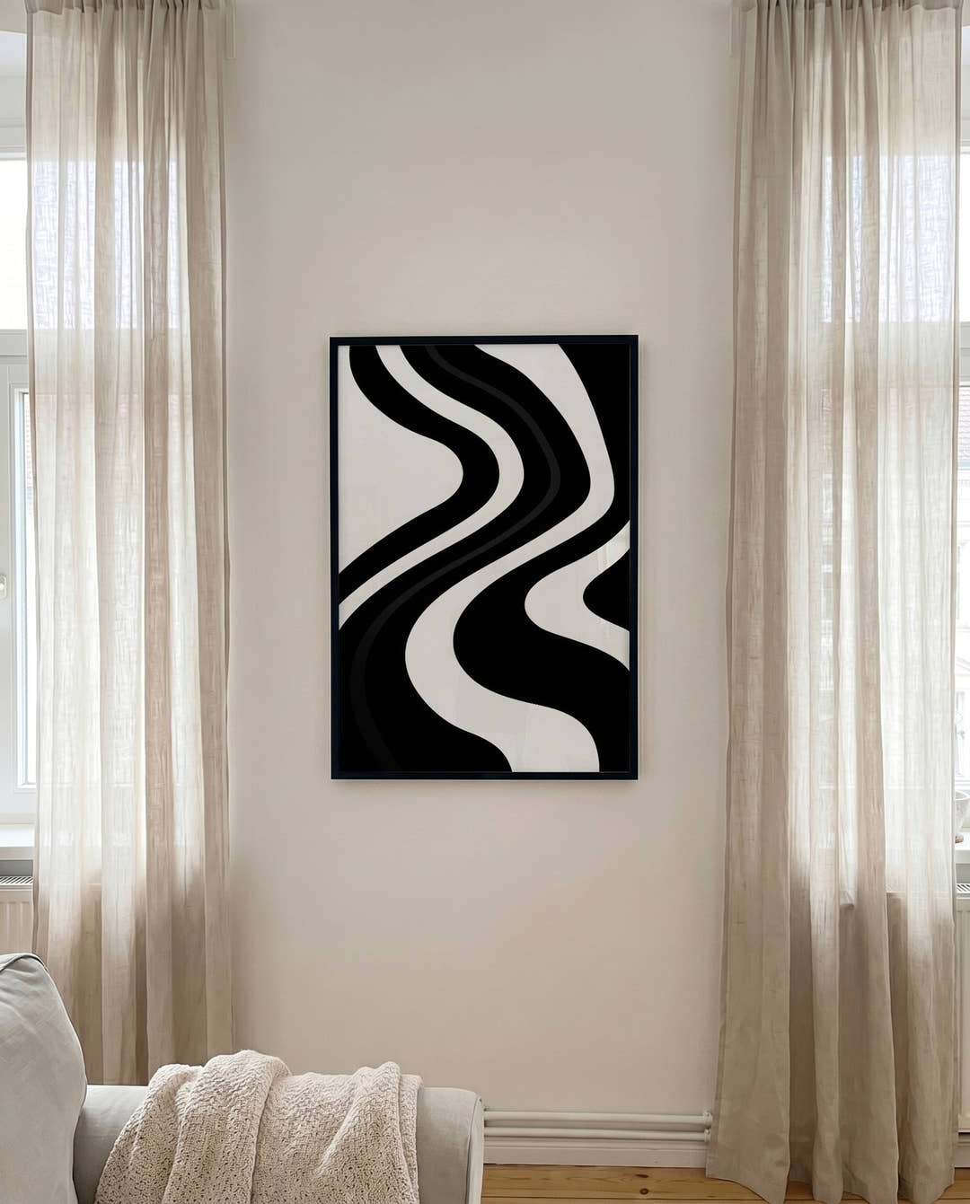 Abstraktes Linien Poster Schwarz Weiß – Mono Rhythm
