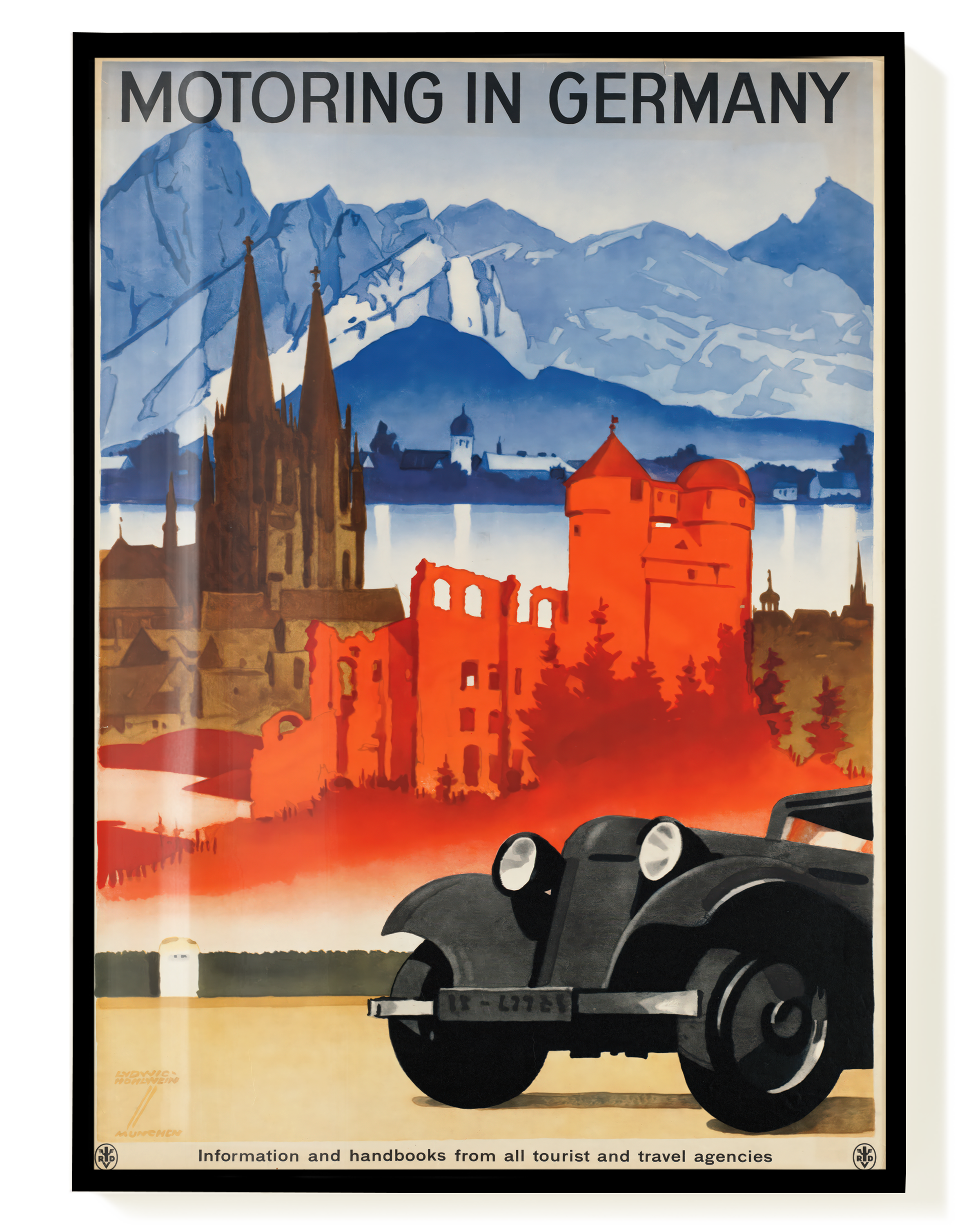 Deutschland Vintage Poster – Alpen & Oldtimer | Wallera®