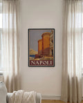 Vintage Neapel Italien Poster – Napoli Festung am Meer